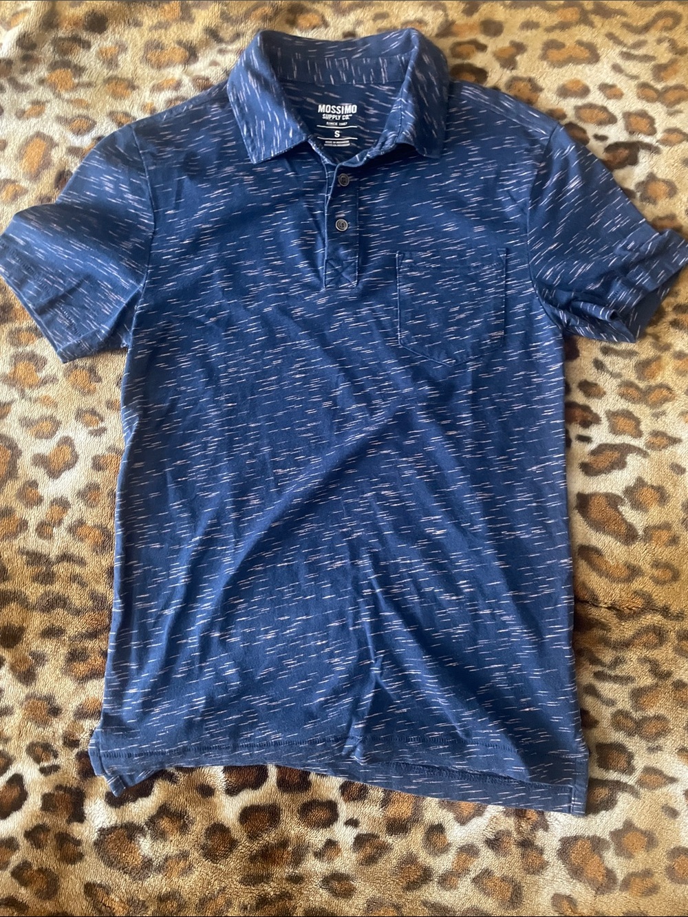 Mossimo Supply Co. Navy Heathered Short-Sleeve Polo